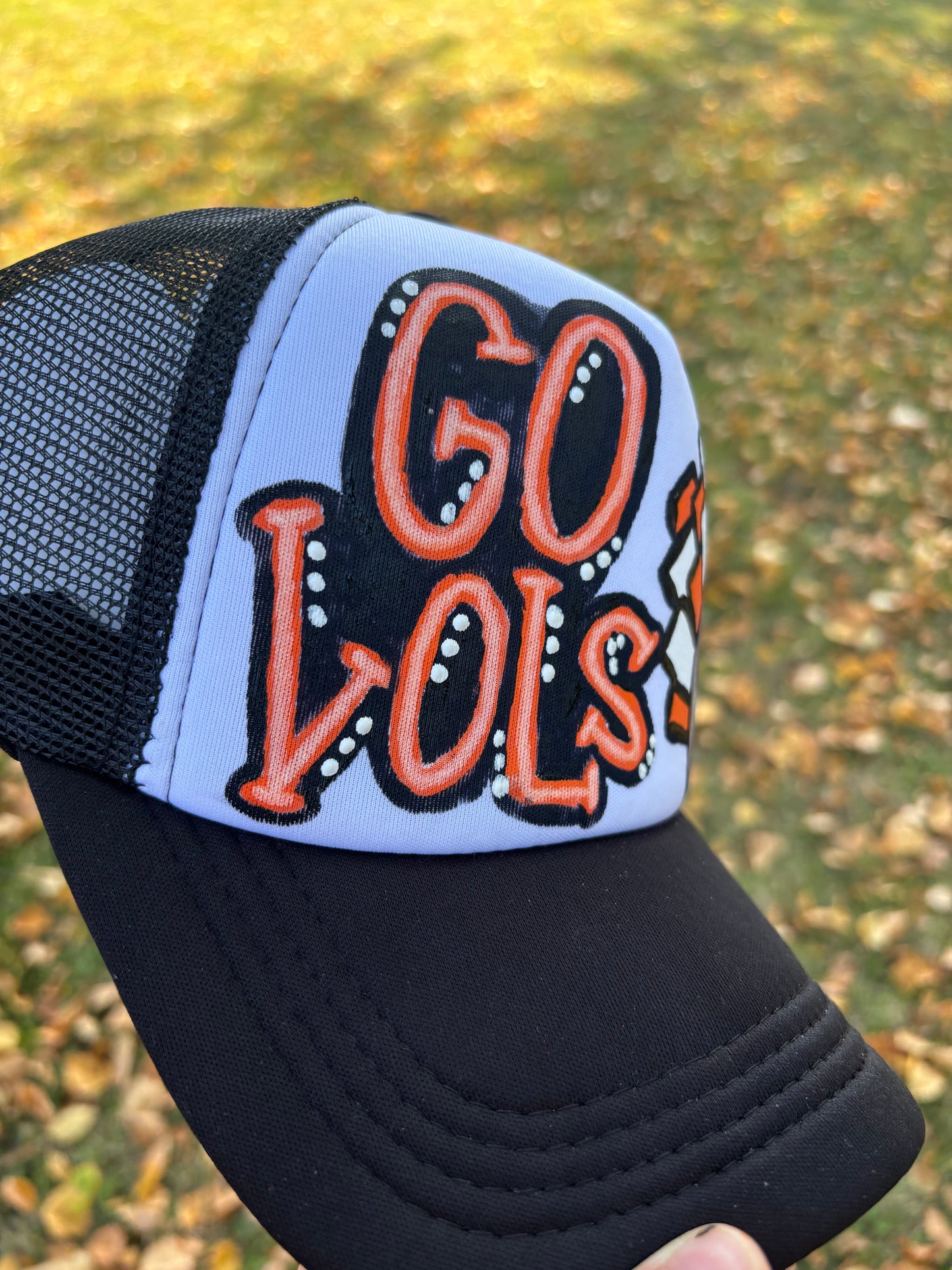 CUSTOM GO TEAM PAINTED TRUCKER HAT