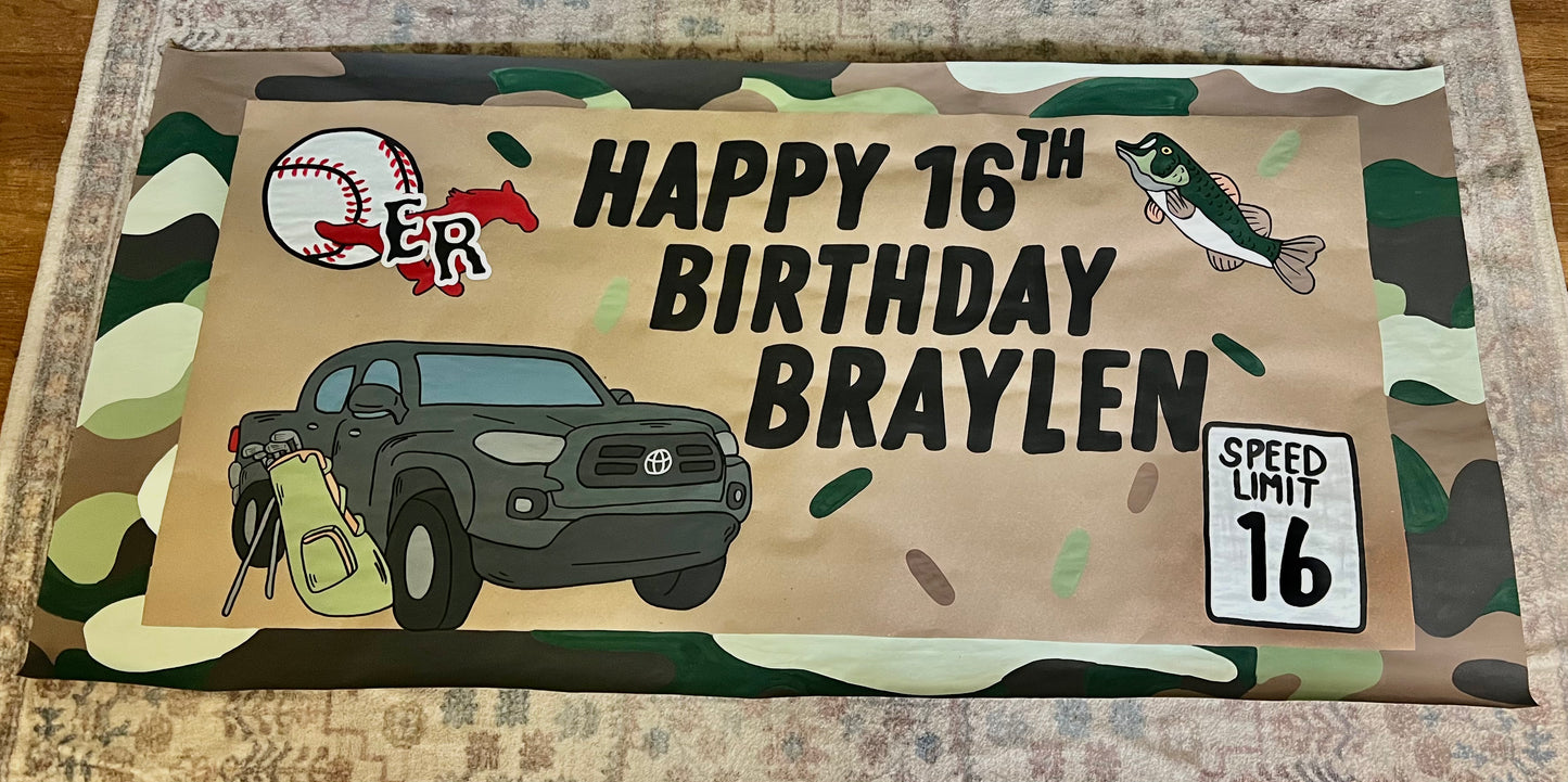 PREMIUM CUSTOM hand painted Banner - PLEASE ORDER 2 WEEKS in advance of your event date!