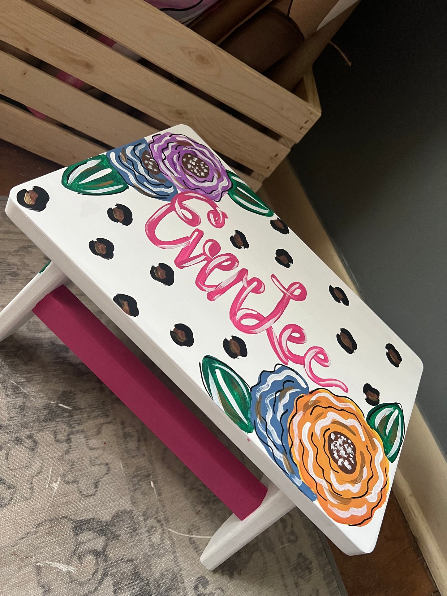 CUSTOM painted stool