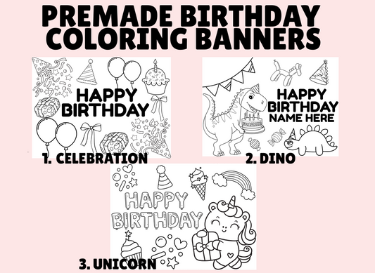 BIRTHDAY Coloring sheet banners